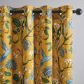 Topfinel 92 Inches Long Custom Mustard Yellow Luxury Curtains for Living Room Bedroom, Blackout Vintage Victorian Curtains Floral Lemon Hummingbird Printed Grommet Drape 92 Inch Length