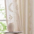 jinchan Belrose Linen Curtains for Bedroom Floral Curtains 84 Inch Length Linen Blend Ivory Embroidered Drapes Farmhouse Flower Patterned Drapes for Living Room Window Treatments Set 2 Panels