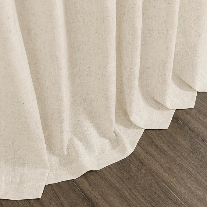 Birch Beige Linen Curtains for Living Room 126 Inches Long Light Filtering Semi Sheer Curtain Back Tab Modern Farmhouse Decor Elegant Drapes Floor to Ceiling High Window for Bedroom 52x126, 2 Panels