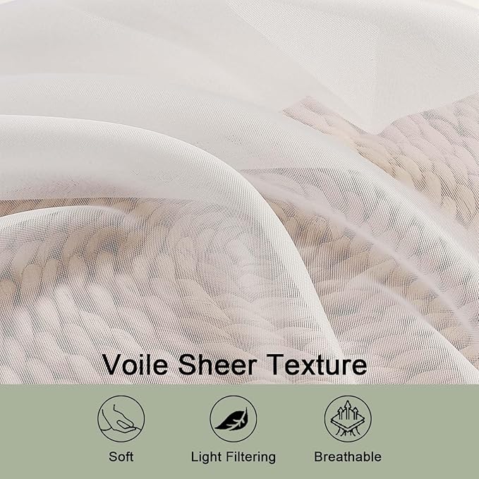 OWENIE Ivory Sheer Curtain 90 Inches Long 2 Panels Set, Solid Filmy Drapes for Living Room Bedroom, Elegant Window Voile Sheer Curtain Panels Drapes, 2 Pcs, Each 59W x 90L Inch