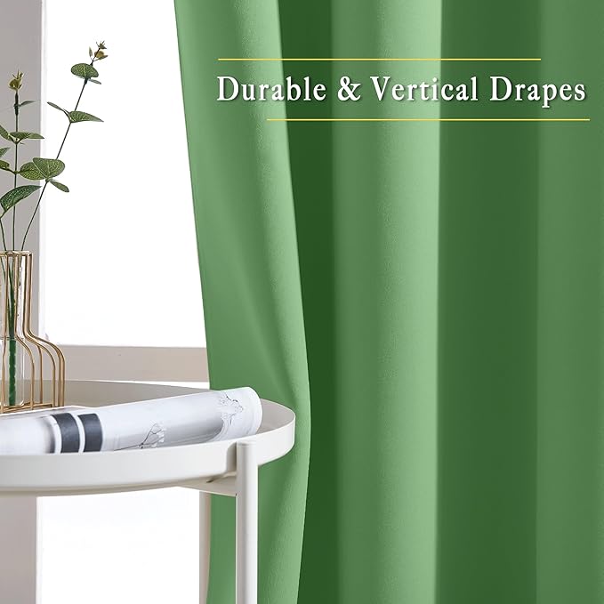 NICETOWN Room Darkening Curtains for Nursery, Grommet Thermal Insulated Light Blocking Window Treatments Sound Reducing for Bedroom, W37 x L72, 2 Panels, Forest Green