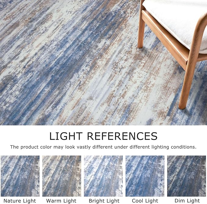 KOZYFLY Modern Abstract Runners for Hallways 2x12 Washable Rug Runner Non-Slip Soft Striped Kitchen Runner Rug, Blue Rust Print Carpet Runner for Entryway Bathroom Laundry Room Foyer