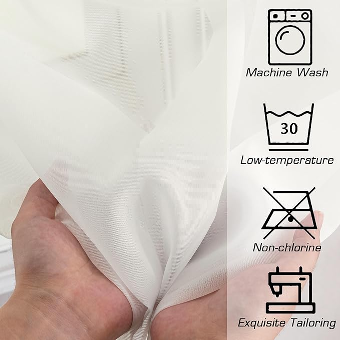 Simplebrand Ivory Sheer Curtains 63 Inch Length 2 Panels, Rod Pocket Solid Color Window Sheer Curtain Panels, Elegant Curtains & Drapes for Living Room, Bedroom 2 Panels (Ivory, 42" W x 63" L)