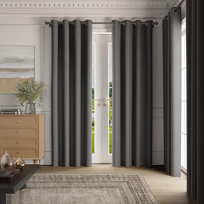 NICETOWN Room Darkening Draperies Curtains Panels, 2 Panels Grey W52 x L96