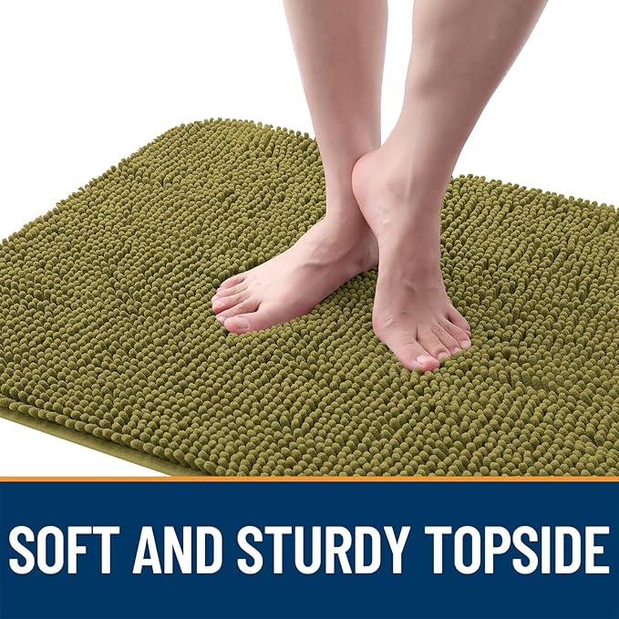 OLANLY Dog Door Mat for Muddy Paws 70x35, Absorbs Moisture and Dirt, Absorbent Non-Slip Washable Doormat, Quick Dry Chenille Mud Mat, Entry Indoor Entryway Carpet for Inside Floor, Willow Green