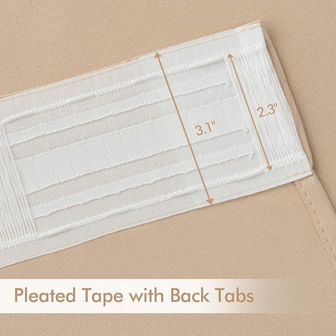 MIULEE Back Tab Beige Curtains 96 Inch Long 2 Panels Set for Living Room Bedroom, Cream Rod Pocket/Pinch Pleated Light Blocking Thermal Insulated Room Darkening Floor to Ceiling Blackout Drapes