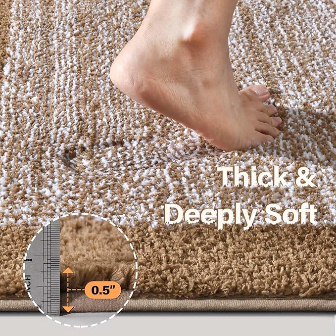48x32 Large Bathroom Rugs Washable Non Slip, Coffee Bath Mat for Bathroom Floor Tub, Soft Absorbent Quick Dry Mats for Shower, Bathtub,Home Decor