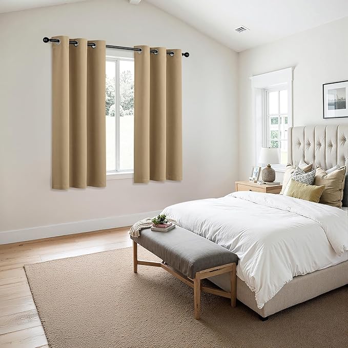 MIULEE Taupe Brown Blackout Curtains for Bedroom Living Room 63 Inches Long 2 Panels, Thermal Insulated Room Darkening Drapes Solid Grommet Noise Reduction Light Blocking Window Treatments 40x63 Inch