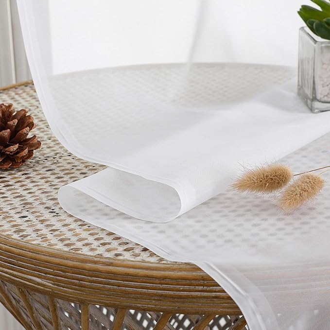OVZME White Sheer Curtains 108 Inches Long 2 Panels Set, Extra Wide Solid Lightweight & Airy Gauzy Window Treatments with Light Filtering for Patio Sliding Door, 59Wx108L Inches