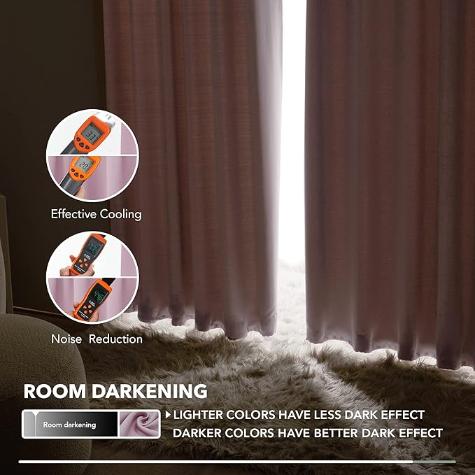 Deconovo Blackout Curtains, Thermal Insulated, W52 x L63 2 Panels, Back Tab, Machine Washable, Room-Darkening Drapes for Bedroom/Living Room Lavender