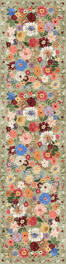 Rug for Hallways Kitchen Rug 3x7, Non Slip Washable Rugs with Rubber Backing Soft Floral Carpet Runner for Hallways, Kitchen, Laundry, Bedroom, Bathroom(3 x 7, Green Garden)