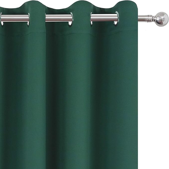 LEMOMO Blackout Curtains 52 x 45 inch/Green Curtains Set of 2 Panels/Thermal Insulated Room Darkening Bedroom Curtains