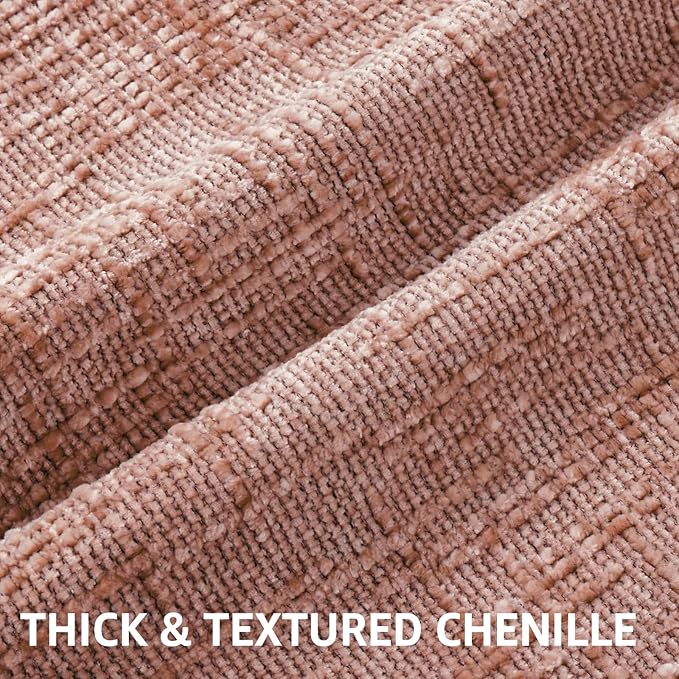 decorUhome Summer Pink Chenille Euro Sham Throw Pillow Covers 24x24 Set of 2 Textured Soft Cozy Slubby Couch Pillow Covers Modern Farmhouse Boho Decorative Pillow Cases for Bed Sofa Living Room