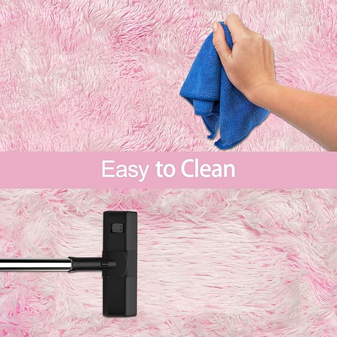 Small Area Rug for Bedroom 3x5ft Mini Tie-Dye Pink Fluffy Rug Mat Bedside Throw Rug for Kids Room Boys Teens Nursery Baby Dorm Living Room Home Decor Aesthetic Carpets for Modern Floor Rug
