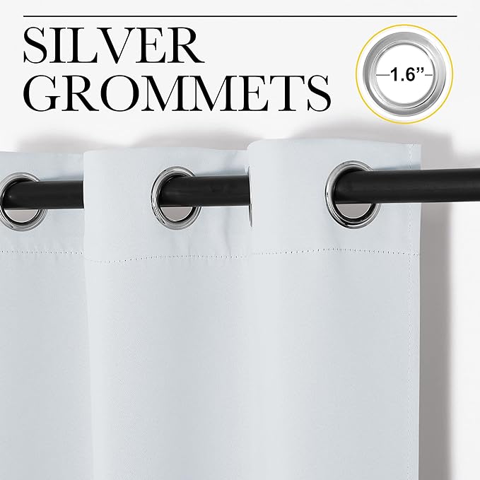 NICETOWN Blackout Curtains Panels for Living Room, 2 Panels, 66 x 70 Inch, Greyish White, 3 Pass Microfiber Noise Reducing Thermal Insulated Solid Ring Top Blackout Window Drapes