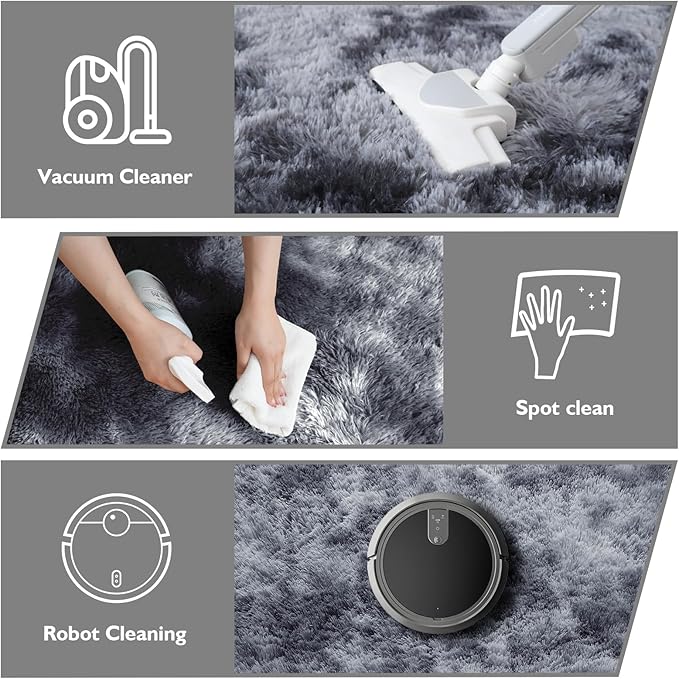 Tie-Dyed Black Fluffy Round Rug,Soft Area Rugs for Girls Room,Shaggy Rugs 3'X3' for Living Room,Non Slip Circle Rug for Kids Bedroom,Shag Plush Nursery Rug,Plush Carpet for Dorm,Cute Furry Room Decor