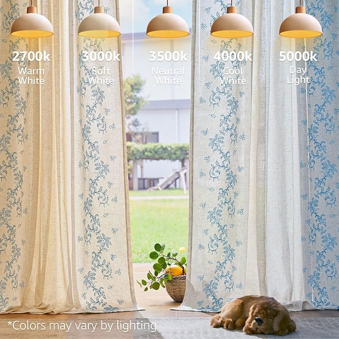 jinchan Evelyn Embroidered Linen Curtains for Living Room Farmhouse Floral Curtains for Bedroom Semi Sheer Light Filtering Window Drapes Rod Pocket Back Tab 2 Panels W50 x L96 Blue