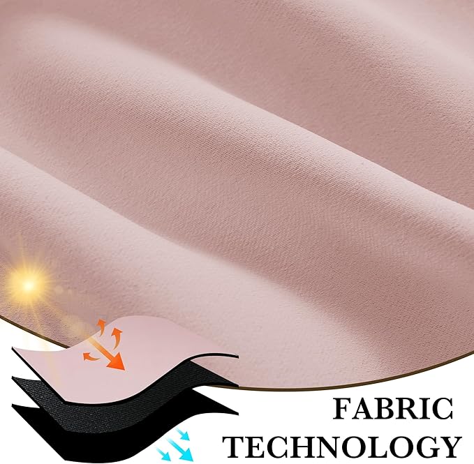 RYB HOME Bedroom Blackout Curtains 72 inches Long, 100% Blackout Thermal Insulated Noise Reducing Curtains for Living Room Nursury, 62 inches Wide by 72 inches Long, Baby Pink