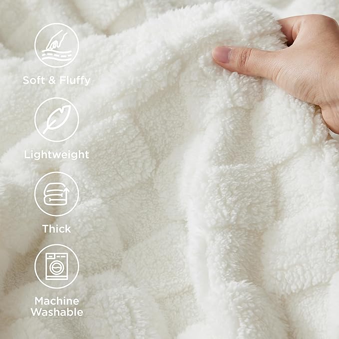 Bedsure GentleSoft White Throw Blanket for Couch - Super Soft Cozy Blankets Gifts for Kids Girls, Cute Small Fleece Throws for Bedroom Home Decor, 50x70 Inches