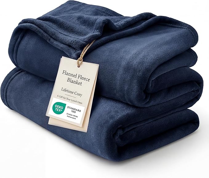 Bedsure GentleSoft Fleece Throw XL Blanket Navy - 300GSM Soft Lightweight Plush Cozy Blankets for Bed, Sofa, Couch, Travel, Camping, 50x70 inches