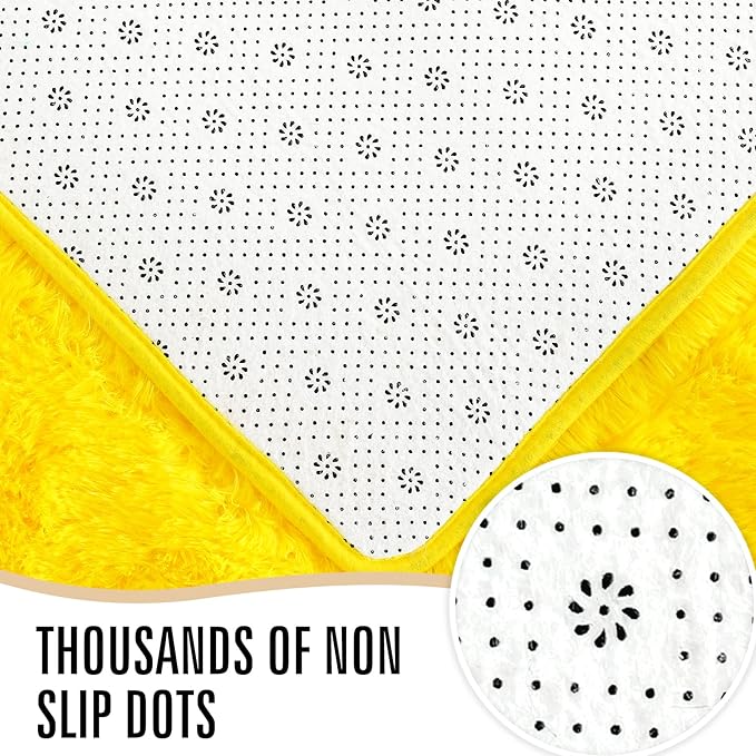LOCHAS Ultra Soft Indoor Modern Area Rugs Fluffy Living Room Carpets for Children Bedroom Home Decor Nursery Rug,2x3 Feet, Yellow