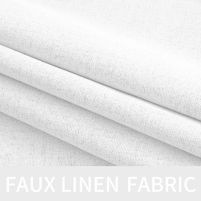 MIULEE 90 Inches Linen Textured Curtains for Bedroom 100% Blackout Thermal Insulated Bright White Grommet Room Darkening Drapes Luxury Decor for Living Room Nursery 52 x 90 Inch (2 Panels)