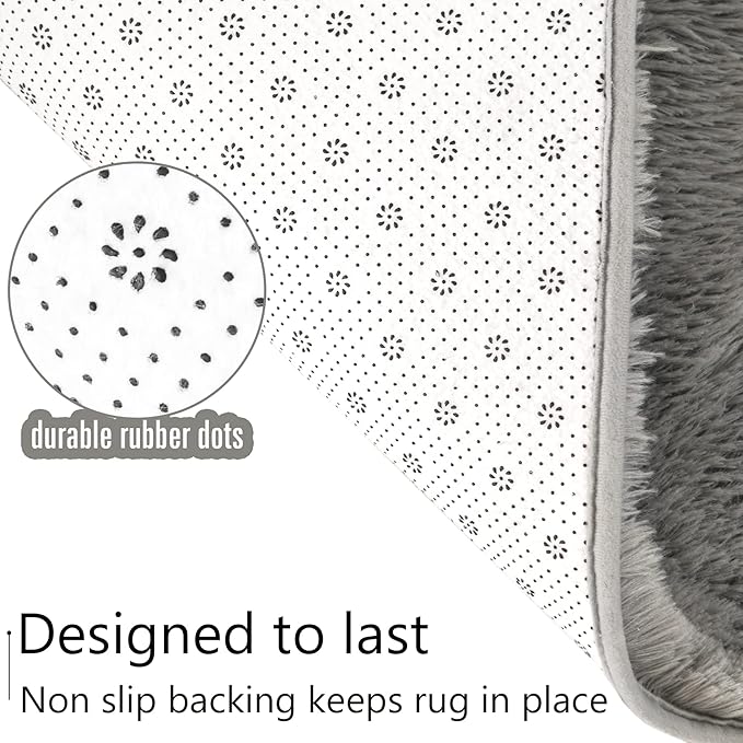 LOCHAS Ultra Soft Indoor Modern Area Rugs Fluffy Living Room Carpets for Children Bedroom Home Decor Nursery Rug 5x8 Feet, Gray