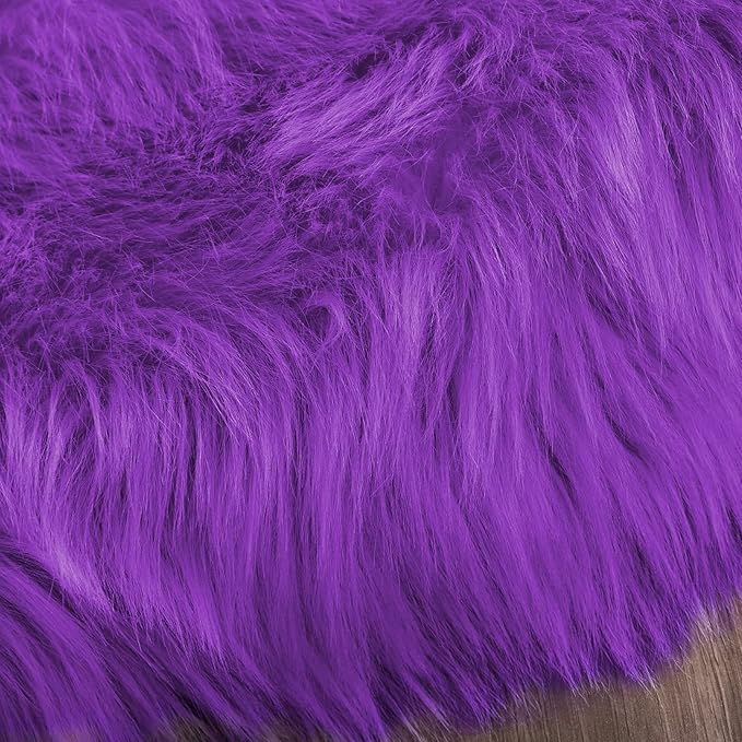 Latepis Faux Fur Rug 2x5 Runner Fluffy Area Rug Purple Washable Shag Rugs for Living Room Bedroom Playroom Shaggy Furry Soft Rugs Teen Room Decor