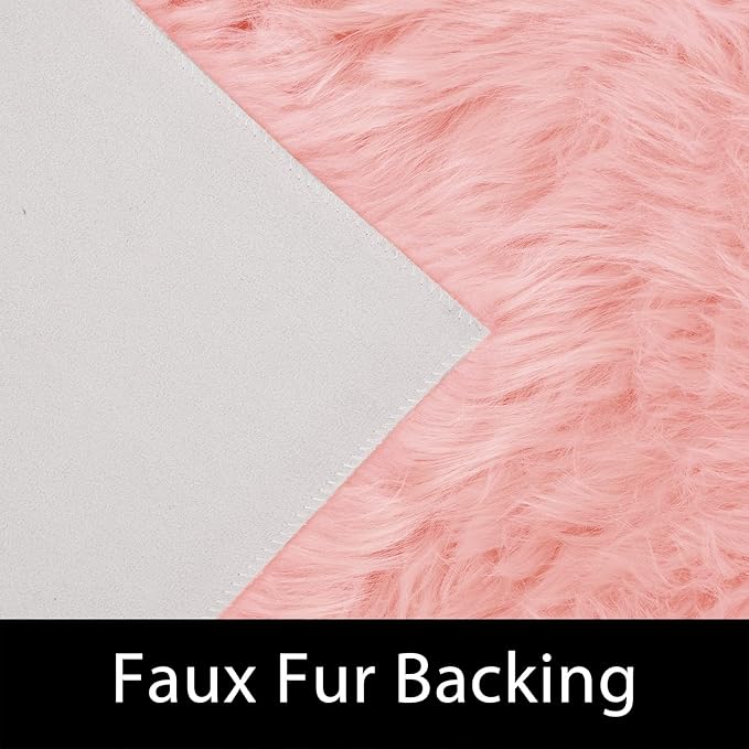 Latepis Pink Fur 5x8 Area Rug for Living Room Bedroom Faux Sheepskin Rugs Fuzzy Shaggy Plush Rug for Girls Room Cute Home Décor, Rectangle