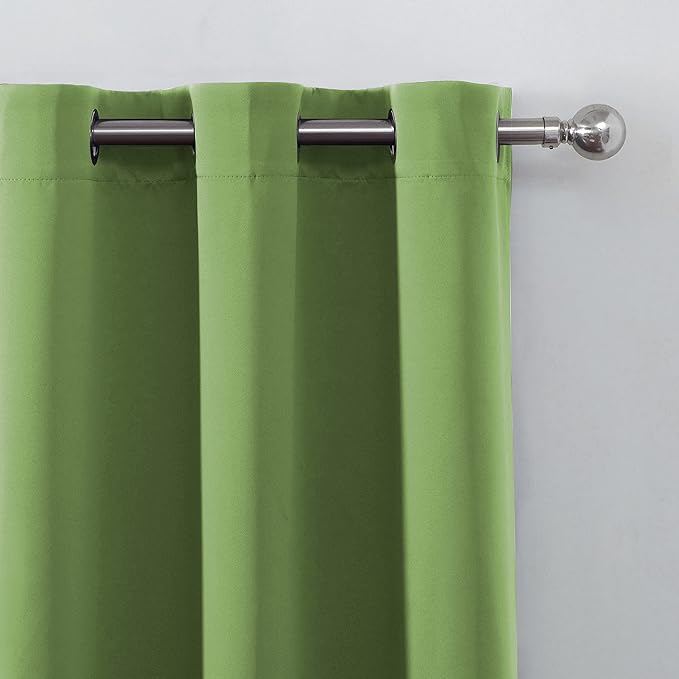 LEMOMO Light Green Blackout Curtains 66 x 63 Inch Length/Set of 2 Curtain Panels/Thermal Insulated Room Darkening Blackout Curtains for Bedroom