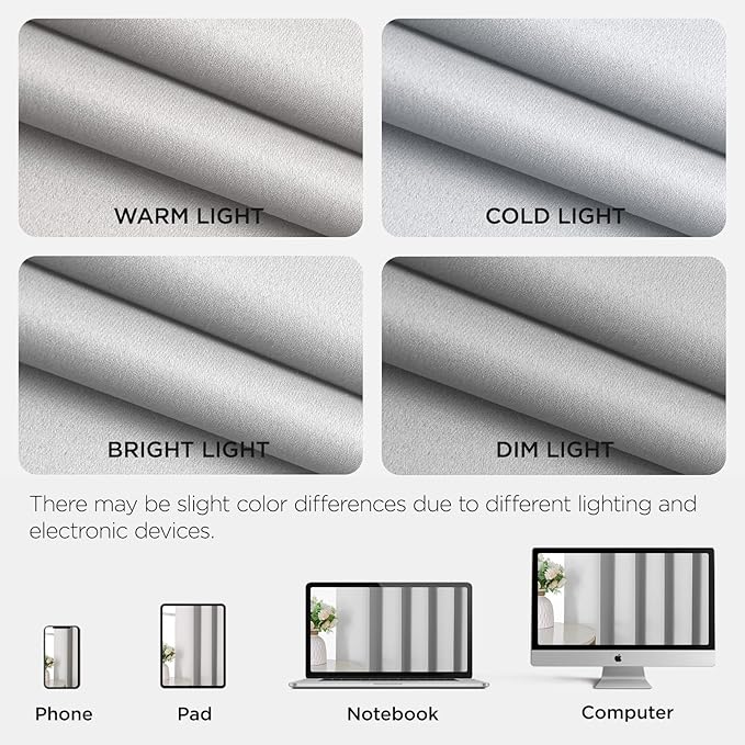Joydeco Blackout Patio Sliding Door Curtains 84 Inches Long, Grommet Privacy Room Divider Curtains, Extra Wide Thermal Blackout Drapes for Bedroom Living Room (Greyish White, 80Wx84L, 1 Panel)