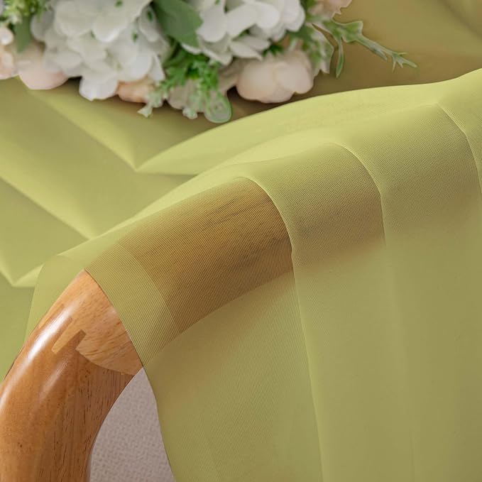 Chyhomenyc Sheer Curtains 63 Inch Length 2 Panels Set, Light Filtering Rod Pocket Window Curtain Treatment Drapes for Bedroom Living Room, Each 42Wx63L, Set of 2, Lemon