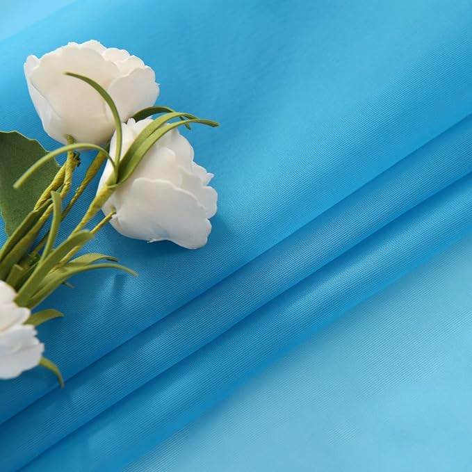 SpaceDresser Basic Rod Pocket Sheer Voile Window Curtain Panels Cyan Blue 1 Pair 2 Panels 52 Width 108 Inch Long for Kitchen Bedroom Children Living Room Yard(Cyan Blue,52 W x 108 L)