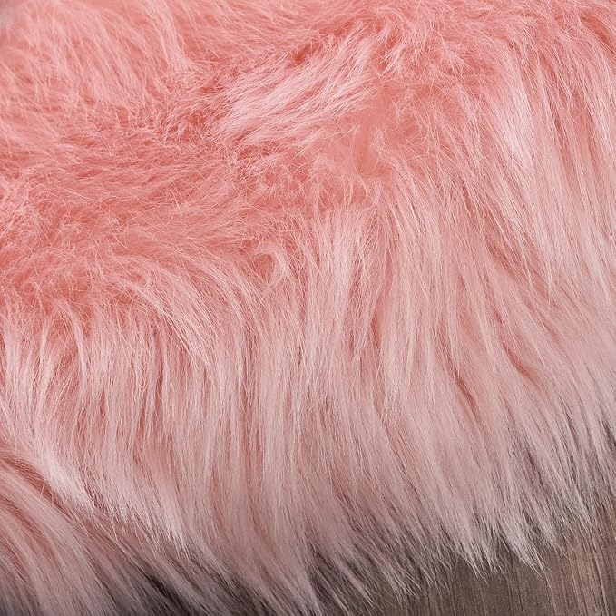 Latepis Pink Runner Faux Sheepskin Fur Rugs 2X5 Fluffy Rug for Bedroom Cute Furry Shag Fuzzy Rug for Girls Room Dorm Luxury Room Decor