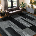 LIANLAM 9x12 Washable Area Rugs for Living Room and Bedroom, Vintage Checkered Pattern Non-Slip Carpet, Stain Resistant Low Pile Soft Rug for Dining Room,Office,Nursery,Kids Room(9x12,Gray)