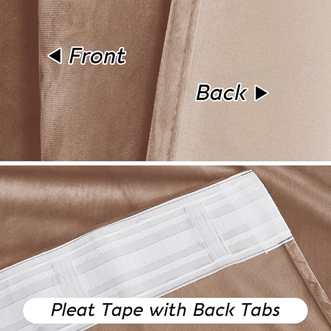 RYB HOME Blush Velvet Curtains 96 inches 2 Panels Set, Thermal Insulated Privacy Protect Decorative Drapes with Hook Tape for Dorm Hotel Room, W 52 x L 96 inches