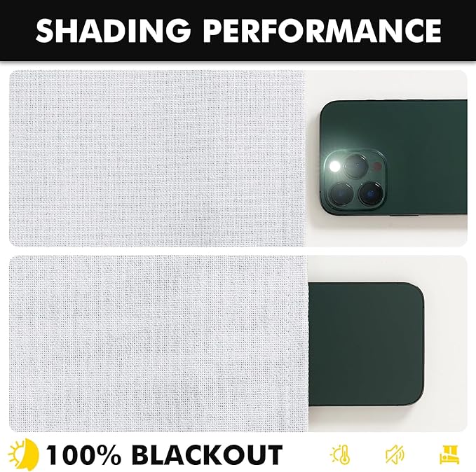 MIULEE 100% Blackout Linen Curtains for Bedroom, Grayish White Solid Luxury Decor Thermal Insulation Room Darkening Drapes for Living Room Nursery Back Tab Rod Pocket 42 x 96 Inches, 2 Panels