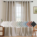 H.VERSAILTEX Living Room Linen Curtains - Semi Sheer, Nickel Grommet, Energy Saving, Light Filtering Window Treatments - Oatmeal, 2 Panels, 52 x 84 Inch