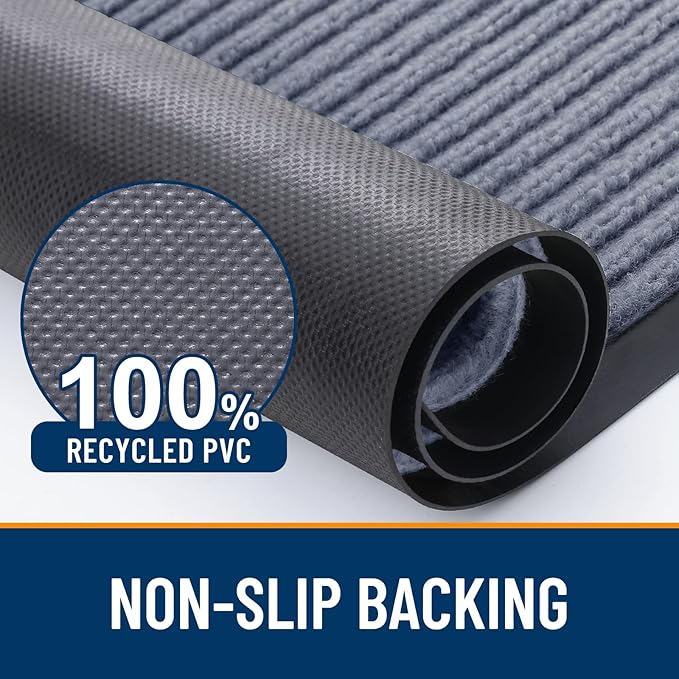 OLANLY Front Door Mat Indoor Outdoor Entrance, Waterproof Heavy Duty Doormat, Fade Resistant, Low Profile, Easy Clean Patio Porch Welcome Floor Mats for Entry, 59x30, Ash Grey