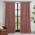 RYB HOME Dusty Pink Velvet Curtains 108 inch, Darkening Window Curtains for Living Room Energy Efficient Backdrop Festival Decor for Girls Bedroom Dining Room, Wild Rose, W52 x L108 inch, 2 Panel