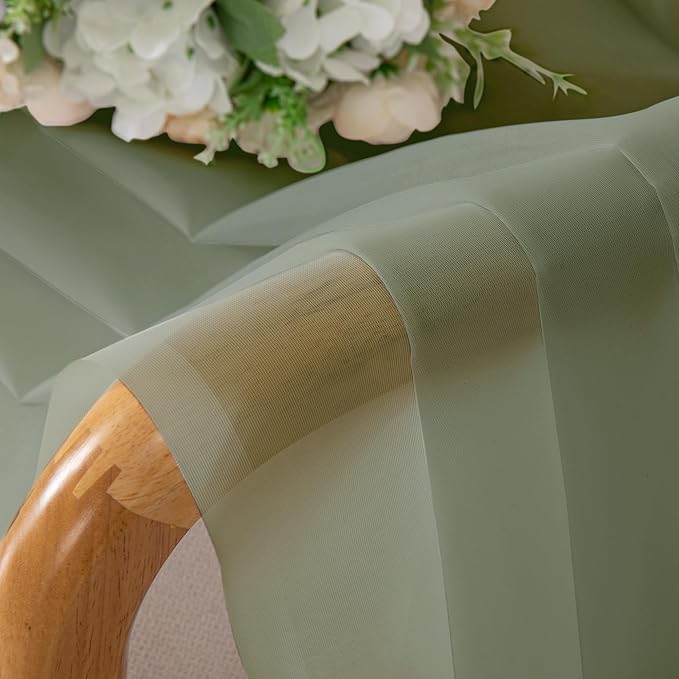 Chyhomenyc Sage Green Sheer Curtains 63 Inch Length 2 Panels, Light Filtering Airy Breathable Rod Pocket Voile Window Drapes for Bedroom Living Room, Each 42x63 Inch，Set of 2