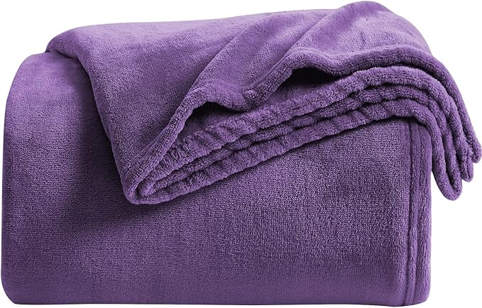 KMUSET Super Soft Throw Blanket Premium Silky Flannel Fleece Twin Size Purple Microfiber Lightweight Blanket All Season Use, 60X80 inches