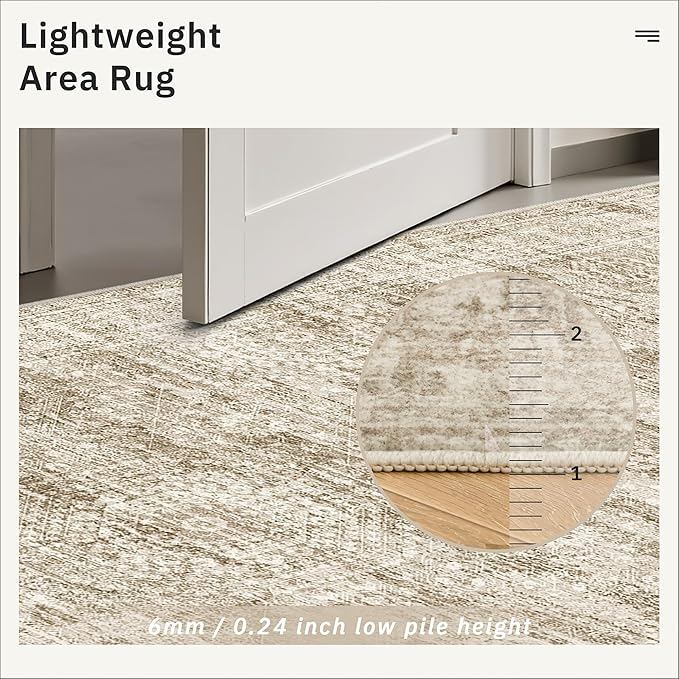 Runner Rug 2x12 Washable Non-Slip Hallway Runner Rugs for Kitchen Bathroom Laundry Room Brown Vintage Floor Carpet Runners for Hallways Entryway