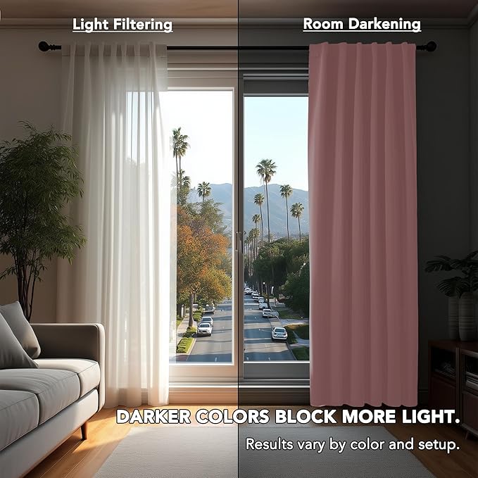 Deconovo Blackout Curtains, Thermal Insulated, W42 x L95 2 Panels, Back Tab, Machine Washable, Room-Darkening Drapes for Bedroom/Living Room Coral Pink