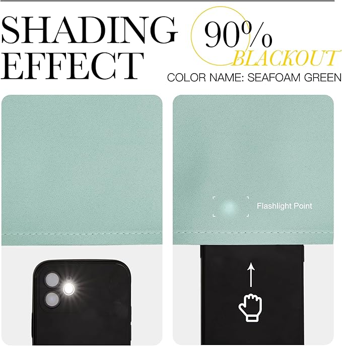 NICETOWN Seafoam Green Curtains 2 Panels 84 inches Long - Grommet Blackout Thermal Insulated Room Darkening Sound Reducing Window Drapes for Living Room/Bedroom, W52 x L84