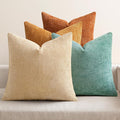 MIULEE Pack of 4 Orange/Teal Couch Throw Pillow Covers 18x18 Inch Yellow Green Soft Decorative Chenille Pillows Farmhouse Accent Cushions for Boho Home Decor Spring Sofa Bedroom Living Room