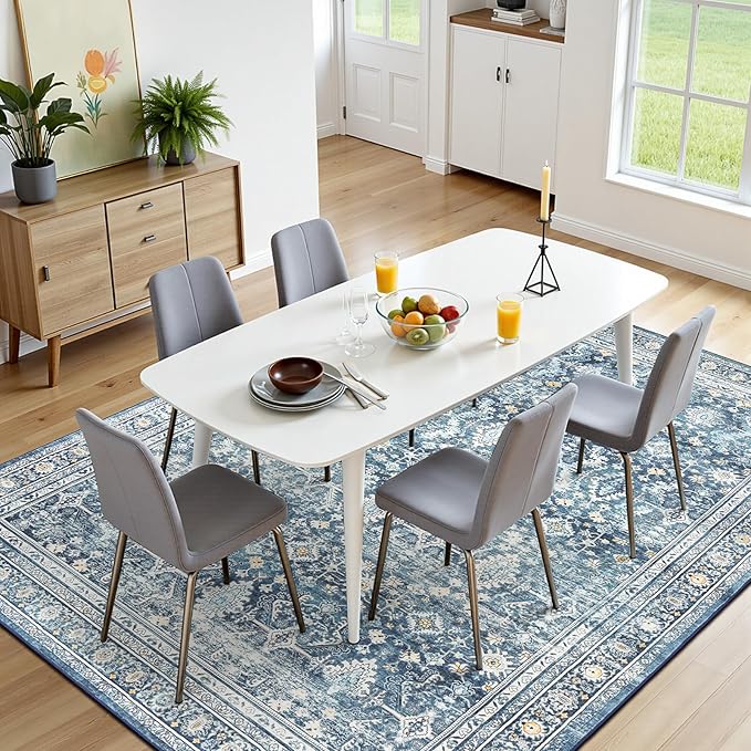 Lofus 5x7 Area Rug for Living Room,Blue Washable Area Rugs with Non-Slip Backing,Soft Boho Carpets for Bedroom Dining Room Home Office Indoor Nursery