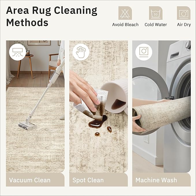 Runner Rug 2'x8' Washable Non-Slip Runner Rugs for Kitchen Bathroom Laundry Room Beige Vintage Floor Carpet Runners for Hallway Entryway