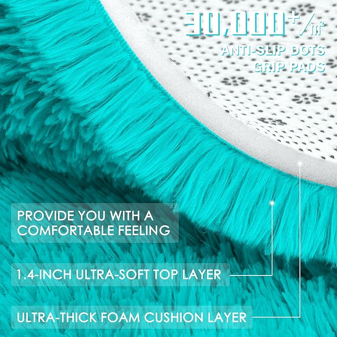OLANLY 5x7 Machine Washable Large Area Rugs for Living Room, Bedroom, Soft Fluffy Shaggy Bedside Rug, Indoor Floor Carpet for Kids Girls and Boys, Dorms, Nursery, Home Decor Aesthetic, Teal Blue