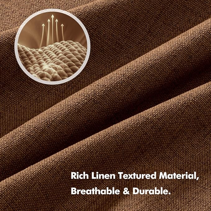 MIULEE 100% Blackout Linen Curtains for Bedroom, Brown Solid Luxury Decor Thermal Insulation Room Darkening Drapes for Living Room Nursery Back Tab Rod Pocket 42 x 72 Inches, 2 Panels